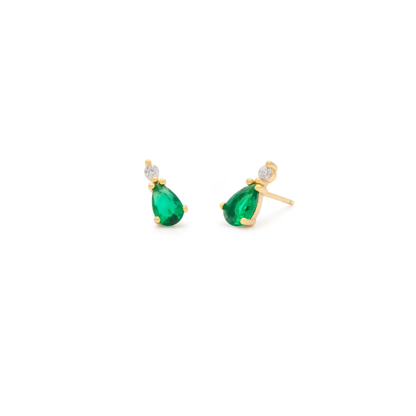 Emerald Tear Drop Studs