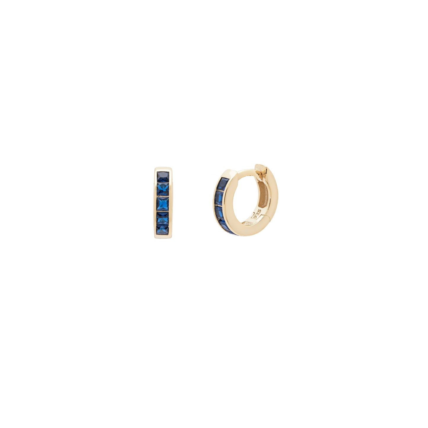 Sapphire Channel Set Huggies