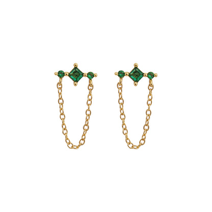 Emerald Chain Earings