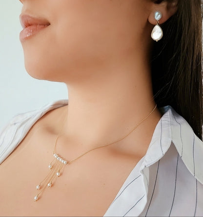 Tear Drop Pearl Studs