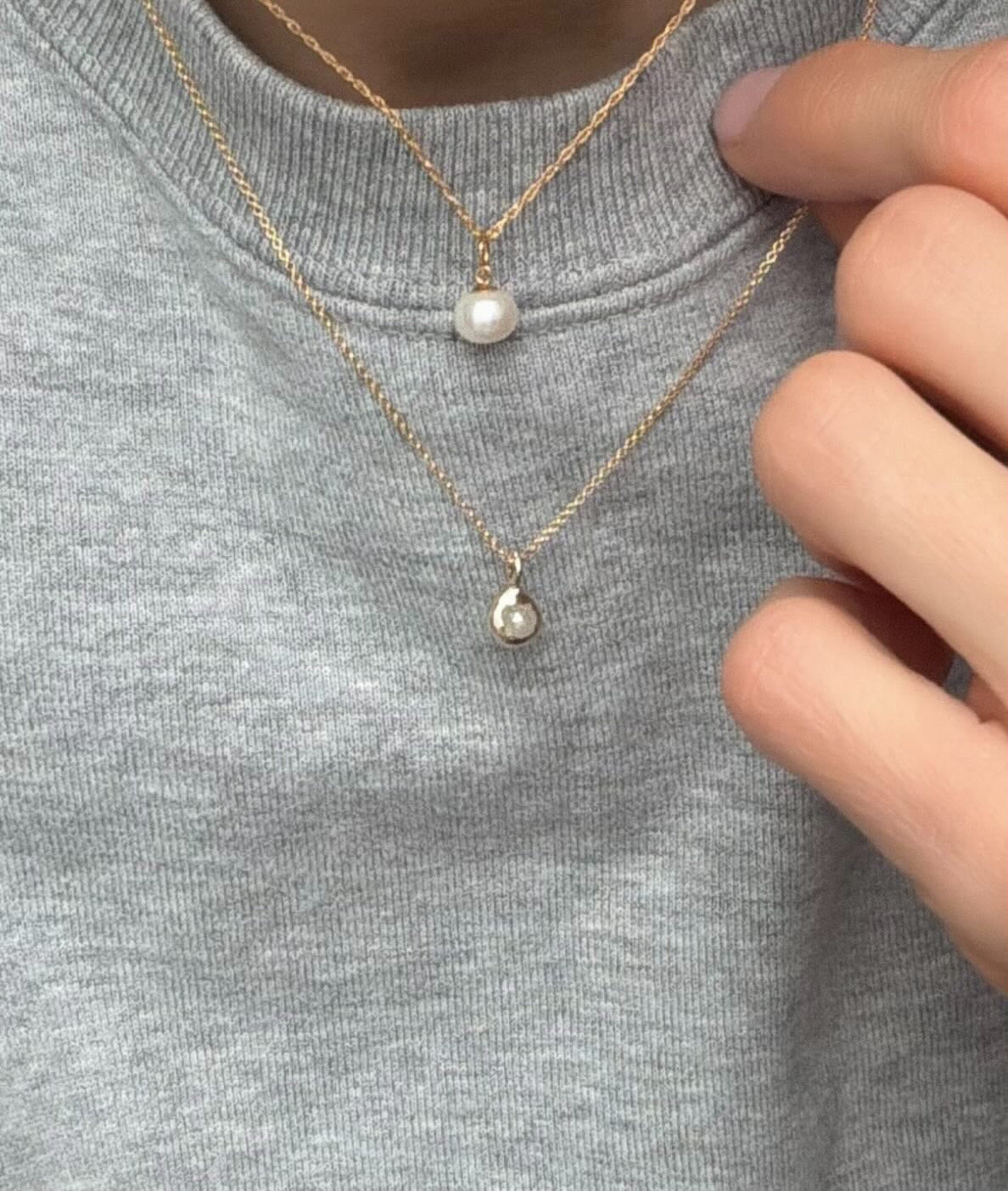 Mia Organic Diamond Drop Necklace