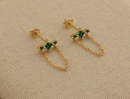 Emerald Chain Earings