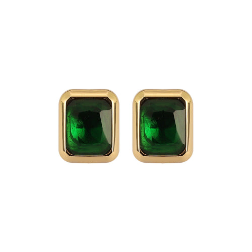 Emerald Bezel Set Earrings