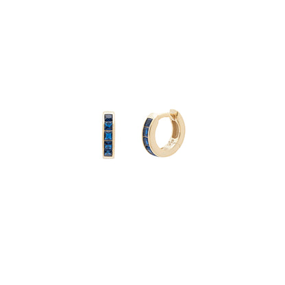 Sapphire Channel Set Huggies