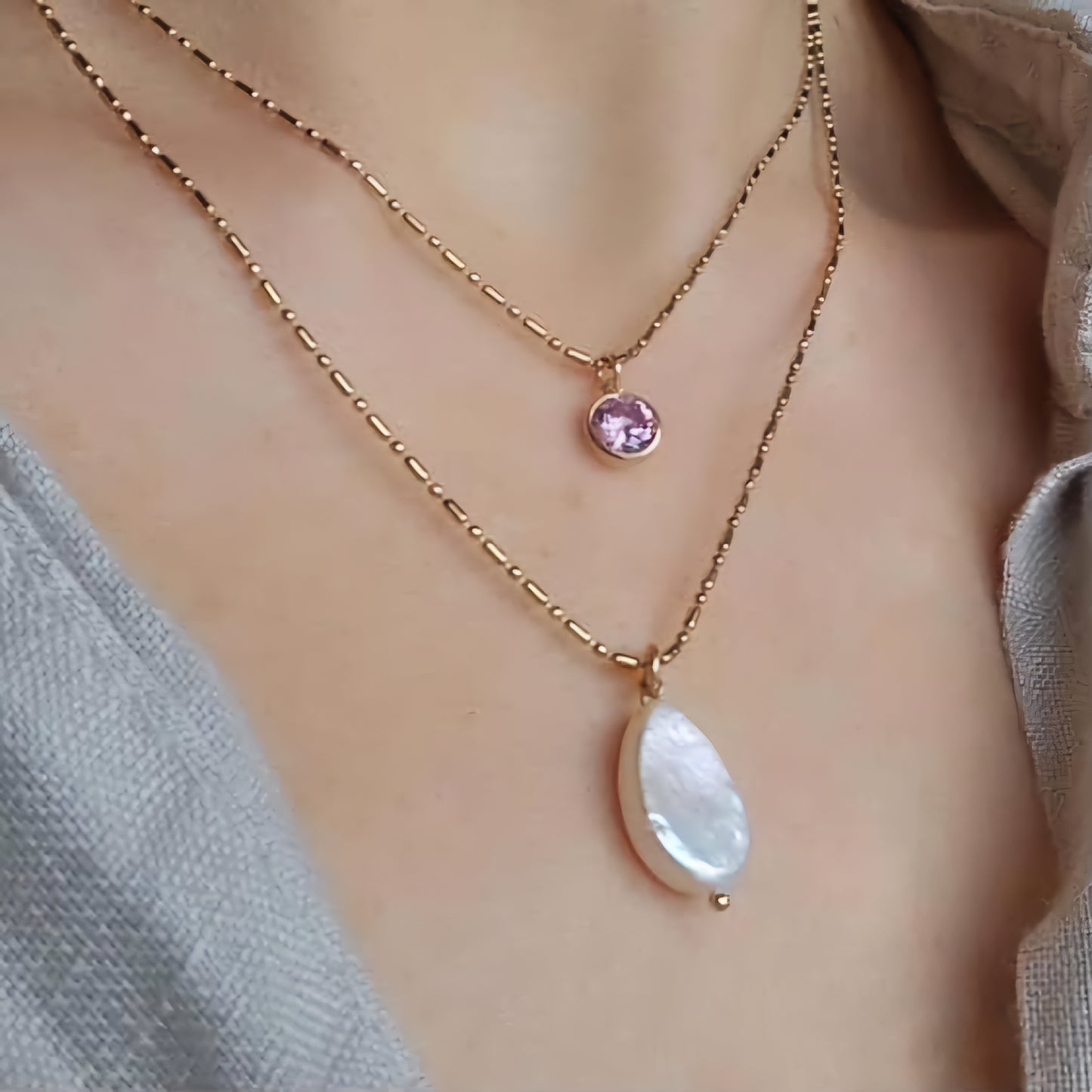 Tear Drop Pearl Necklace
