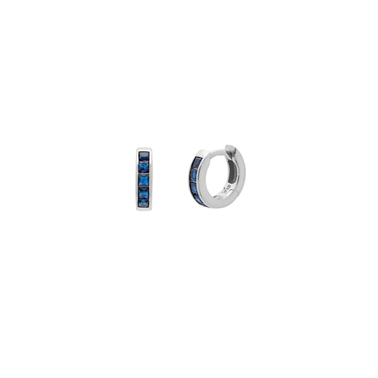 Sapphire Channel Set Huggies