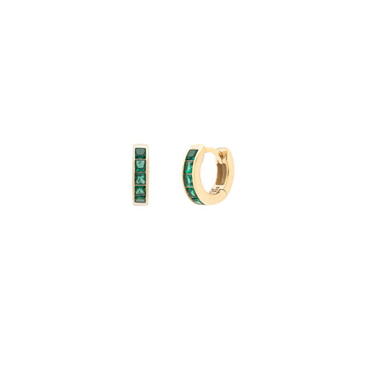 Emerald Channel Set Huggies
